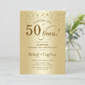 Überraschung Golden 50 Jahre Jubiläumsfeier Einladung (Stehend Vorderseite)