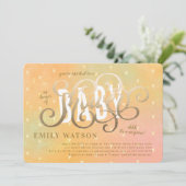 Überraschung Herz Gold Letter Babydusche Einladung (Stehend Vorderseite)