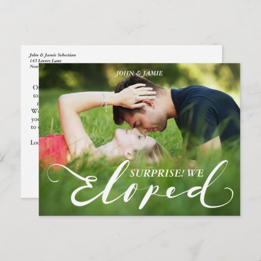 Überraschung Hochzeitsankündigung Postkarte (Vorne/Hinten)
