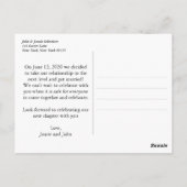 Überraschung Hochzeitsankündigung Postkarte (Rückseite)