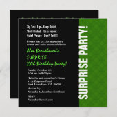 ÜBERRASCHUNG Jahr-Geburtstag modernes hellgrünes Einladung (Vorne/Hinten)