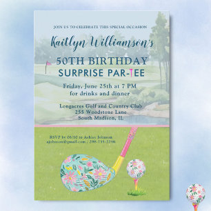 Überraschung Lady Golfer Custom 50. Geburtstagsfei Einladung