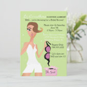 Überraschung Lingerie Brautparty Green Sparkle Einladung (Stehend Vorderseite)