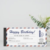 Überraschung London Trip Boarding Pass Ticket Einladung (Stehend Vorderseite)