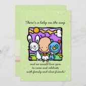 Überraschung mit Babydusche Einladung.Bunny.Welpe. Einladung (Vorne/Hinten)