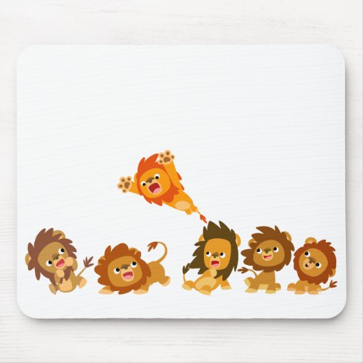 "Überraschung!" Niedlicher Cartoon Lions Mousepad (Vorne)