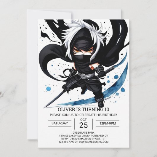 Überraschung Ninja Adventure Kids's Birthday Einladung (Vorderseite)
