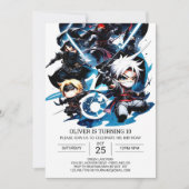 Überraschung Ninja Geburtstag für Kinder Einladung (Vorderseite)