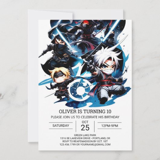 Überraschung Ninja Geburtstag für Kinder Einladung (Vorderseite)