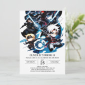 Überraschung Ninja Geburtstag für Kinder Einladung (Stehend Vorderseite)