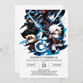 Überraschung Ninja Geburtstag für Kinder Einladung (Vorne/Hinten)