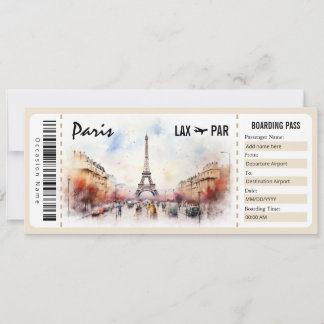 Überraschung Paris Boarding Pass Geschenkgutschein Einladung