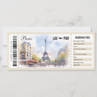 Überraschung Paris Boarding Pass Geschenkgutschein Einladung