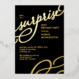 Überraschung Party Black and Gold Foil Einladung