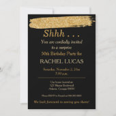 Überraschung Party Black Gold Glitzer Einladung (Vorderseite)