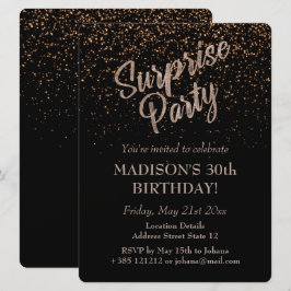 Überraschung Party Geburtstag Gold Glitzer Einladung