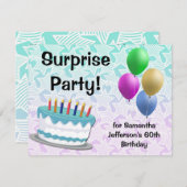 Überraschung Party Geburtstagseinladung, 60. oder  Einladung (Vorne/Hinten)