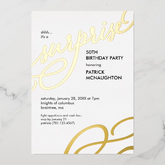 Überraschung Party Gold Foil Einladung (Vorderseite)