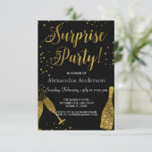 Überraschung Party Gold Foil Geburtstag Einladung (Stehend Vorderseite)