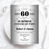 Überraschung Party zum 60. Jubiläum - Silver Black Einladung