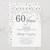 Überraschung Party zum 60. Jubiläum - Silver White Einladung (Vorne/Hinten)