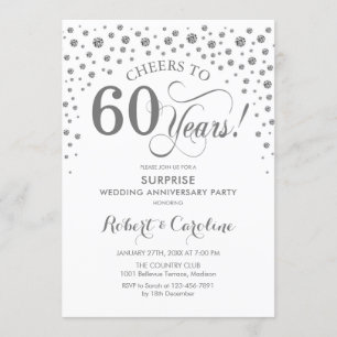 Überraschung Party zum 60. Jubiläum - Silver White Einladung