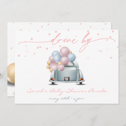 Überraschung Pink Baby Dusche Feier Parade Einladung (Vorne/Hinten)