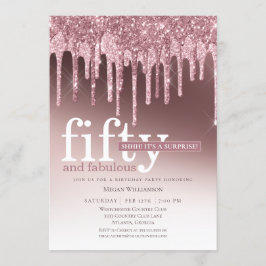 Überraschung Rosa Glitzer Fünfzig und fabelhaft Ge Einladung