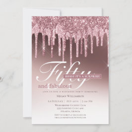 Überraschung Rosa Glitzer Fünfzig und fabelhaft Ge Einladung
