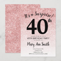 Überraschung Rose Gold Glitzer 40. Geburtstag Part