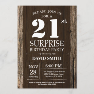 Überraschung Rustikale 21. Geburtstag Einladung Vi