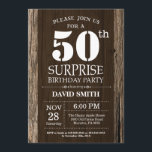 Überraschung Rustikale 50. Geburtstag Einladung Vi<br><div class="desc">Überraschung Rustikal 50. Geburtstag Einladung mit rustikalem Holz Hintergrund. Vintages Retro-Land. Erwachsener zum Geburtstag. Männer oder Frauen zum Geburtstag. Kinder Junge oder Mädchen Lady Teen Teenage Bday einladen. 13. 15. 16. 18. 20. 21. 30. 40. 50. 60. 70. 80. 90. 100. Jedes Alter. Für weitere Anpassungen klicken Sie bitte auf...</div>