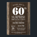 Überraschung Rustikale 60. Geburtstag Einladung Vi<br><div class="desc">Überraschung Rustikale 60. Geburtstagseinladung mit rustikalem Holzhintergrund. Vintages Retro-Land. Erwachsener zum Geburtstag. Männer oder Frauen zum Geburtstag. Kinder Junge oder Mädchen Lady Teen Teenage Bday einladen. 13. 15. 16. 18. 20. 21. 30. 40. 50. 60. 70. 80. 90. Jedes Alter. Für weitere Anpassungen klicken Sie bitte auf die Schaltfläche "Anpassen"...</div>