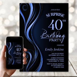 Überraschung Schwarz Blau 40. Geburtstag Party Einladung