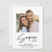Überraschung Schwarz/Weiß 4 Foto Verlobung Einladung (Vorderseite)