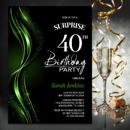 Überraschung Schwarzes Grün 40. Geburtstag Party Einladung