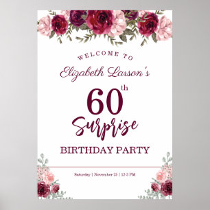 Überraschung Senior Party Floral Burgund Poster