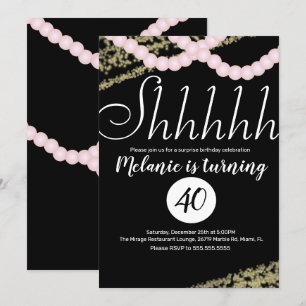 Überraschung Shhhhhh Rosa Perlen Folie Geburtstags Einladung