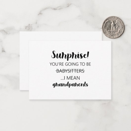 Überraschung Sie werden Babysitter sein, ich Gemei Mitteilungskarte (Vorderseite/Rückseite Beispiel)