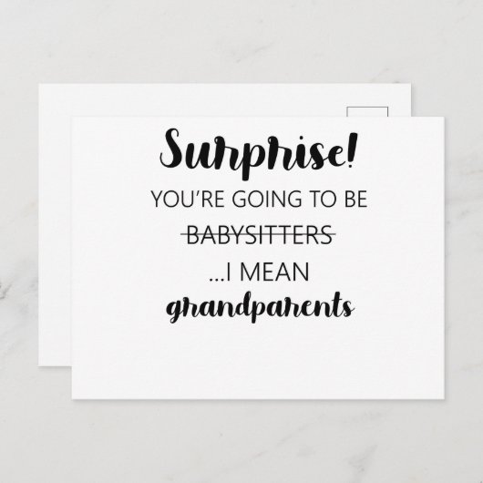 Überraschung Sie werden Babysitter sein, ich Gemei Postkarte (Vorne/Hinten)