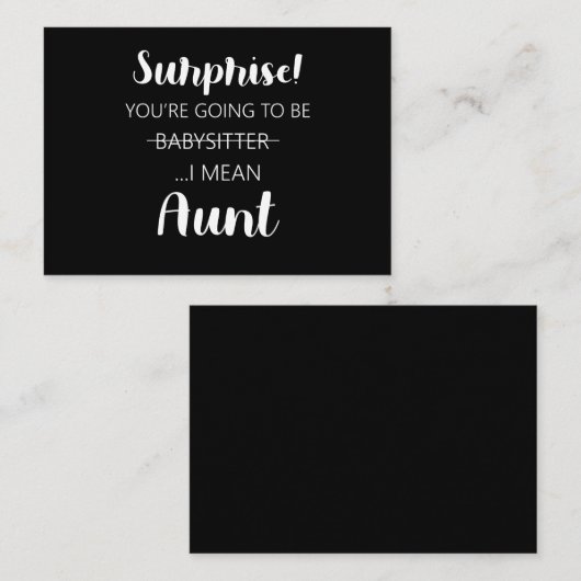 Überraschung Sie werden Babysitter-Tante werden Mitteilungskarte (Vorne/Hinten)