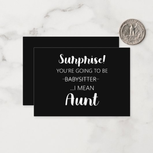 Überraschung Sie werden Babysitter-Tante werden Mitteilungskarte (Vorderseite/Rückseite Beispiel)