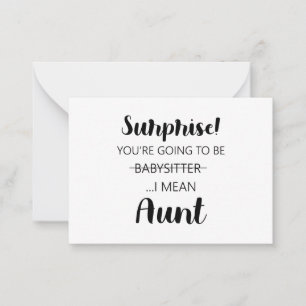 Überraschung Sie werden Babysitter-Tante werden Mitteilungskarte