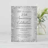 Überraschung Silber Glitter 25. Hochzeitstag Einladung (Stehend Vorderseite)