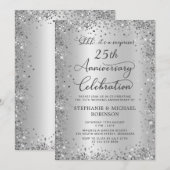 Überraschung Silber Glitter 25. Hochzeitstag Einladung (Vorne/Hinten)