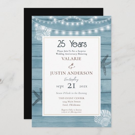 Überraschung Strand zum 25. Jahrestag Einladung (Vorne/Hinten)
