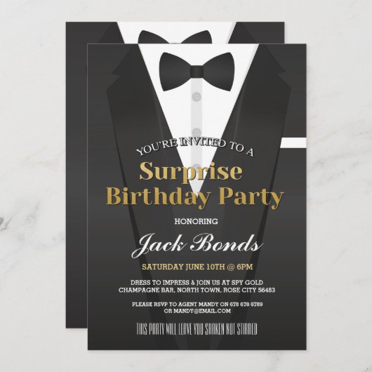 Überraschung Tuxedo Black Krawatte Veranstaltung G Einladung (Vorne/Hinten)