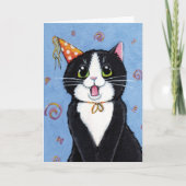 Überraschung! | Tuxedo Cat Happy Birthday Card Karte (Vorderseite)