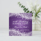 Überraschung Vogelpartei Sparkling Wave Lila Einladung (Stehend Vorderseite)