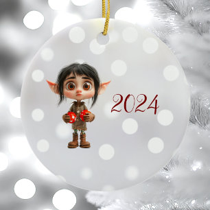 Überraschung Weihnachtself-Keramik für Mädchen Keramik Ornament